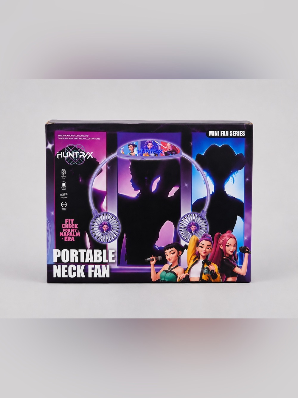 KPOP Demon Hunters Rumi Portable Neck Fan Purple Rechargeable Mini Fan